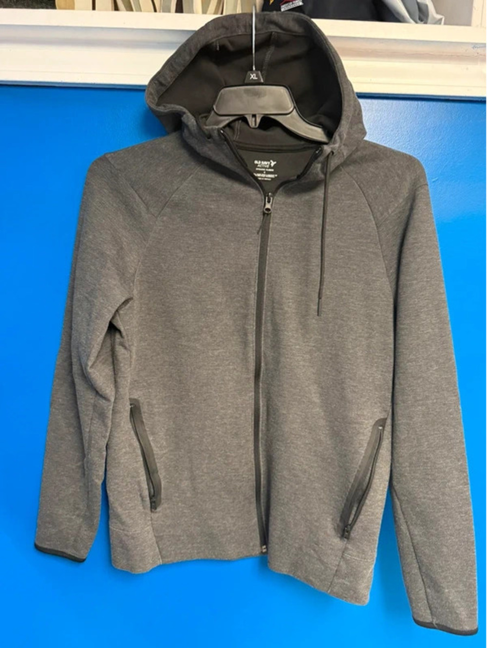 Old Navy Active Dynamic Fleece Mens Small Heather Gray Full Zip Hoodie Jacket